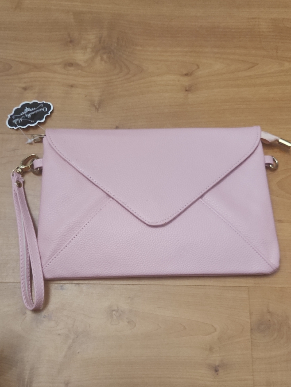Women's Pink Envelope Clutch Wristlet - Soft Pebbled Finish